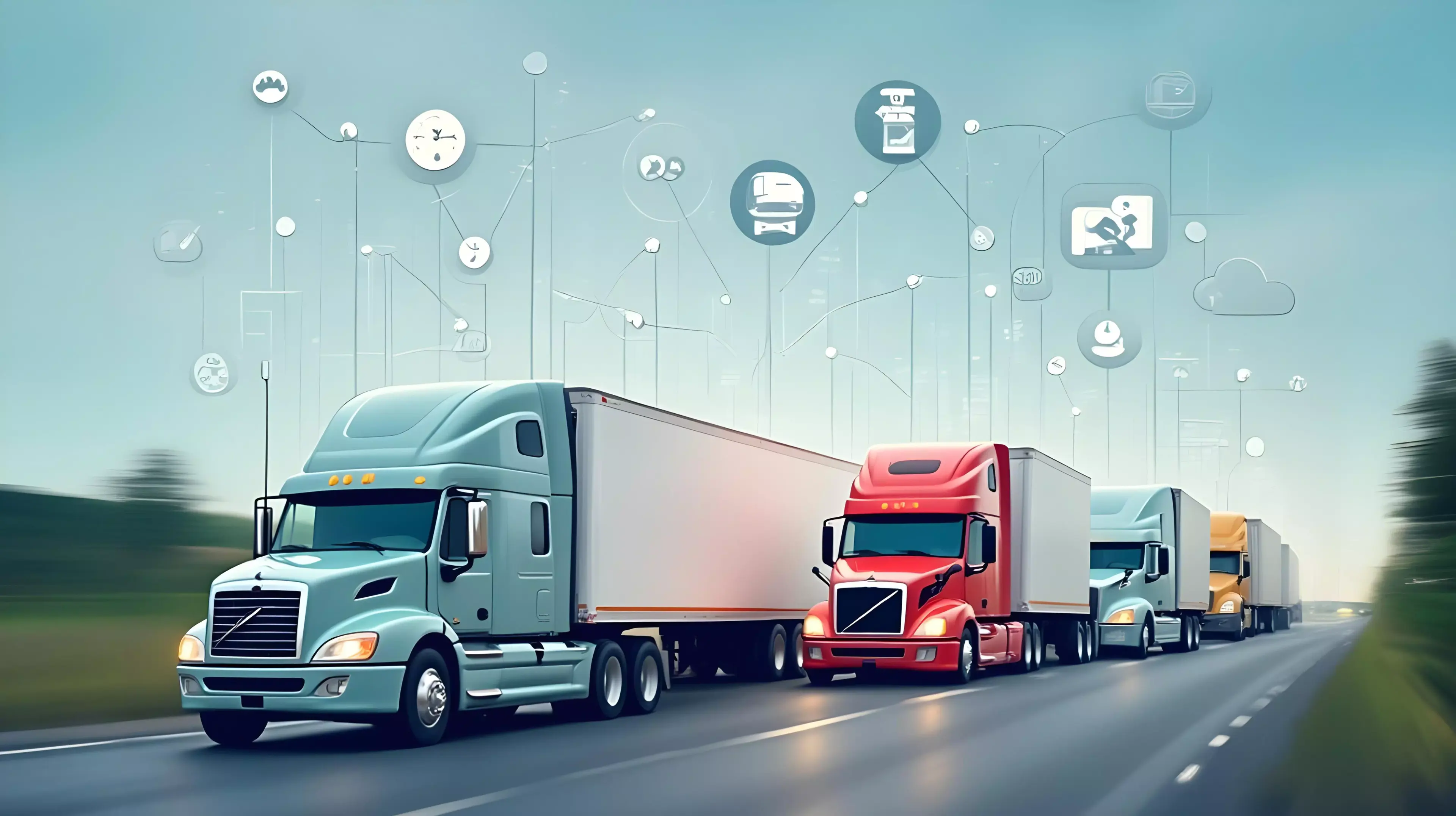 A dedicated commercial fleet of logistics vehicles parked lined up